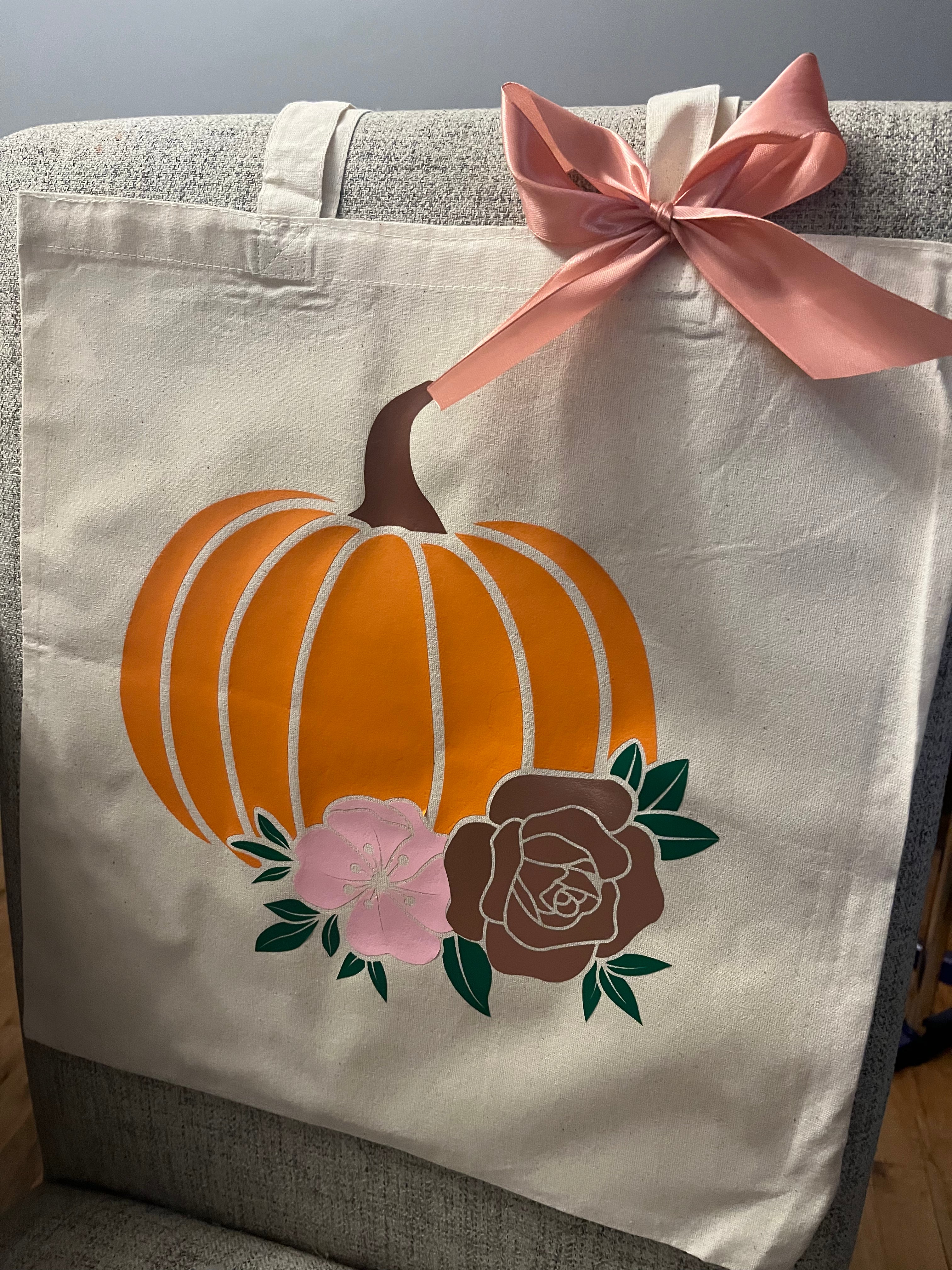 Floral pumpkin tote